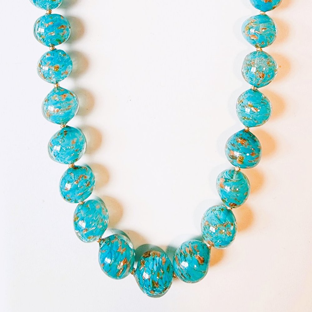 Vintage Venetian Bead Necklace & Matching Earrings Newly Cleaned & Restrung
